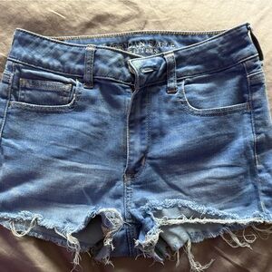 American Eagle Outfitters Light Blue Frayed Jean Shorts